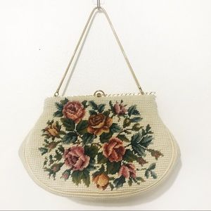 Vintage floral embroidered clutch
